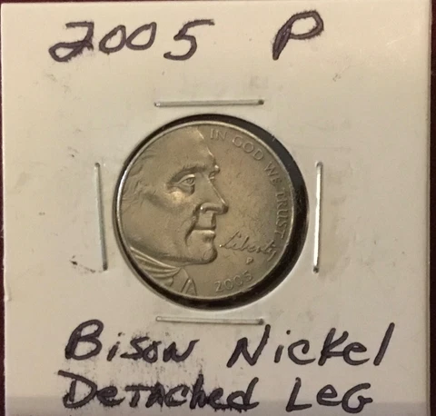 2005 P Buffalo / Bison Nickel, Detached Leg reverse error Cover