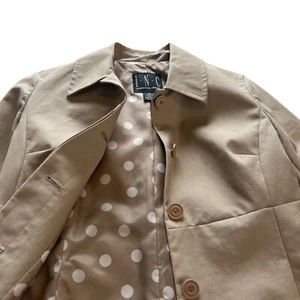 INC International Concepts Khaki Polka Dot Lining Rain Coat Jacket Sz Medium - Picture 1 of 14