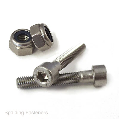 SPALDING FASTENERS Bulloni in acciaio inox con tappo a bussola metrico con dadi Nyloc abbinati - M3 e M4