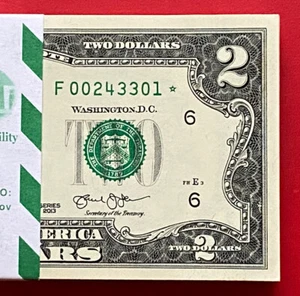 STAR NOTE $2 Dollar Bill, ATLANTA 2013,Uncirculated,Consecutive - Picture 1 of 3
