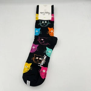 Happy Socks Cat Socks Women Size 4-7 Black Cat Lover Novelty Gift Cute Kitten - Picture 1 of 11