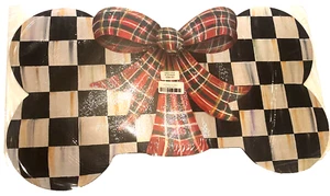 Mackenzie Childs Tartan Bow Courtly Check Bow Puppy Dog Pet Placemat Red New - Picture 1 of 7