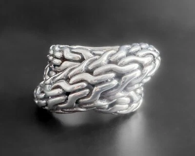 Anillo John Hardy Clásico Serpiente Trenzado Cadena Plata Esterlina Nudo Cruzado s7 Foto 1 de 4