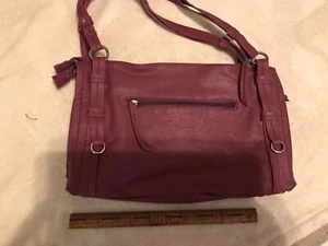 Woman’s Burgundy Double Straps Inner Pockets Zipper Shoulder Bag,3 Compartments - Picture 1 of 9