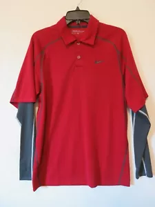 NWOT Nike Golf Men's Size Small Red Dri-Fit Sleeved Polo Golfing Shirt 2 Tone - Picture 1 of 10