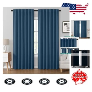 Room Darkening Dark Teal Curtains with Thermal Insulation - W52 x L96 (Set of 2) - Picture 1 of 9