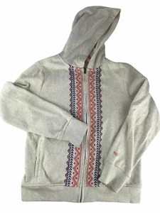 ROXY Girl Full Zip Hooded Sweatshirt Hoodie.  Oatmeal Light Tan with Purple 14 - Picture 1 of 10