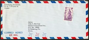 GUATEMALA AIR MAIL COVER TO ST. PETERSBURG FLORIDA - SINGLE FRANKING (dd105) - Picture 1 of 2
