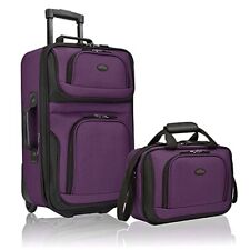 U.S. Traveler Rio Rugged Fabric Expandable Carry-on Luggage 2 Wheel, Purple