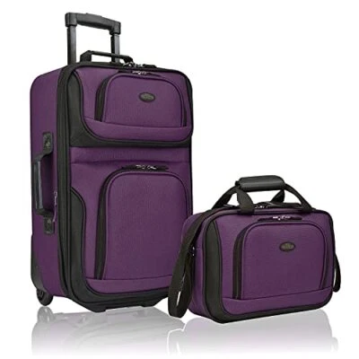 U.S. Traveler Rio Rugged Fabric Expandable Carry-on Luggage 2 Wheel, Purple - Image 1 of 4