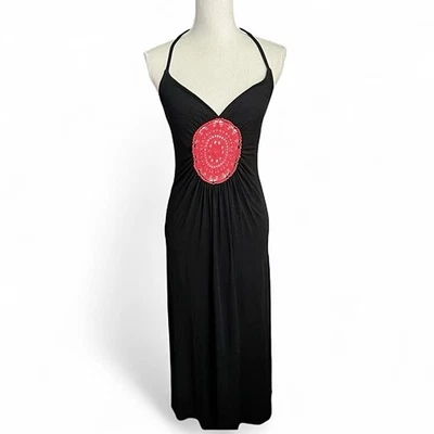 Moda International black crochet maxi dress boho beachy coastal vacation wear - Image 1 of 4