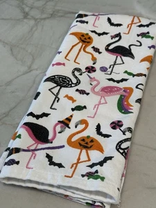 Asciugamano cucina manuale Halloween 25" per 15" fenicotteri zucche pipistrelli caramelle novità - Foto 1 di 4