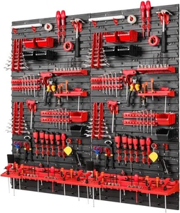 WALL MOUNTED TOOL PEG BOARD 1152mm x 1170mm 78 PIECES GARAGE STORAGE BINS - Picture 1 of 7