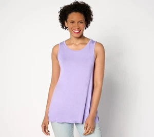 LOGO by Lori Goldstein Layers Scoop Neck Tank Top Vivid Violet S New - Picture 1 of 4