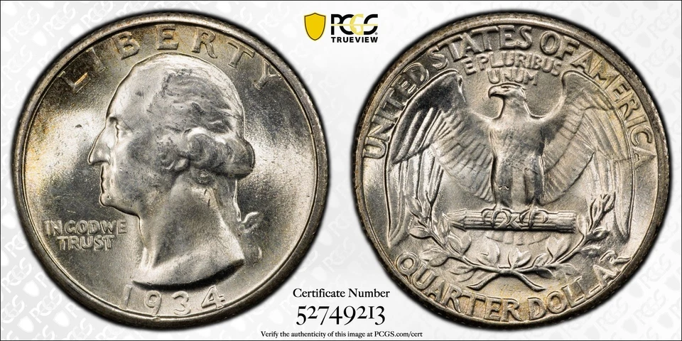 1934 P Washington Quarter PCGS MS-64 Medium Motto - Image 1 of 1