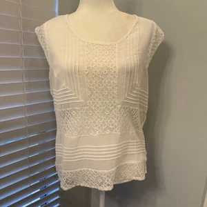 The Limited Romantic Dainty Feminine Lace Sheer Top Size Large Ivory - Picture 1 of 11