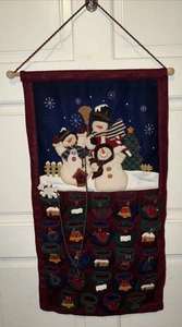 Large 28"  Felt Advent 90's Calendar Christmas Decor Snowman Stocking Pockets - Picture 1 of 8