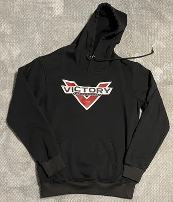 Sudadera con capucha Victory Motorcycles negra con cordón de algodón talla pequeña  Foto 1 de 3