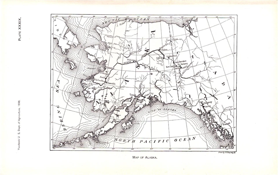 Antique 1901 Map of Alaska – Original USDA Lithograph, Territorial Cartography - Image 1 of 1