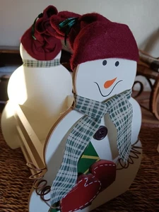Snowman Wood Christmas Card Holder - Picture 1 of 5