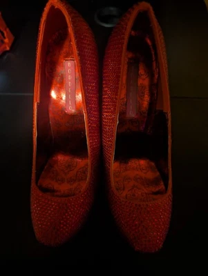 "TACONES ALTOS BURDEL TEEZE 5,75"" ROJO RUBÍ SATINADO ESTRÁS TALLA 7" Foto 1 de 4