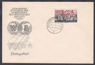 DDR (Germany) FDC 1955 Michel 452 Labour Conference - Image 1 of 2