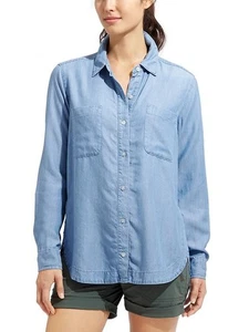 Athleta Indigo Dyed Chambray Shirt Gr. XXS - Bild 1 von 6