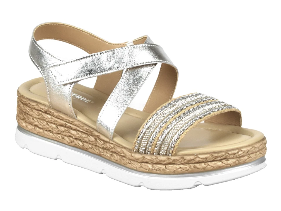 VALLEVERDE SANDALI IN PELLE DONNA ESTATE 32360  CON ZEPPA ARGENTO - Immagine 1 di 3