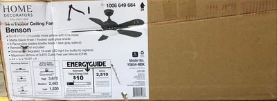 Home Decorators Benson 44 in. LED Matte Black Ceiling Fan New - Image 1 of 3
