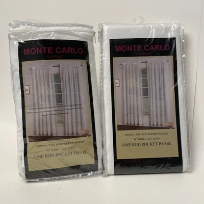 Set of 2 ONE ROD Sheer Curtain Panels 59x120" (2 pkg) Monte Carlo Drapes Polyest - Image 1 of 4