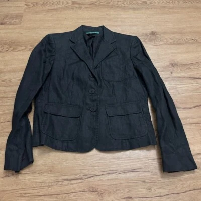 LAUREN RALPH LAUREN POLO Petite Gray LINEN JACKET BLAZER 6P - Image 1 of 4