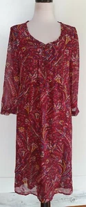 ESPRIT Womens Burgundy Paisley Floral Dress Size 10 - Picture 1 of 4