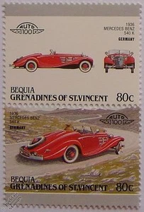 1936 MERCEDES BENZ 540K Car Stamps (Leaders of the World / Auto 100) - Picture 1 of 1