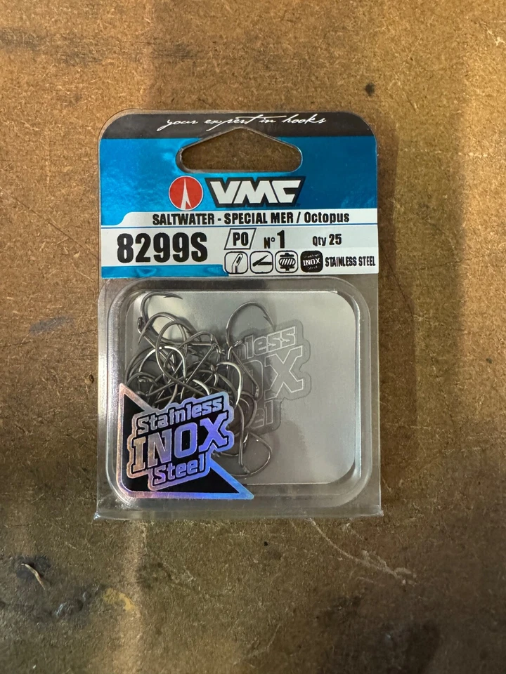 VMC 8299S Saltwater Hook Octopus No1 Barbed Offset 25pcs - Image 1 of 1