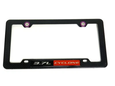 3.7L CYCLONE CARBON FIBER LOOK LICENSE FRAME W/ 4 PURPLE WASHERS & BOLTS RD - Image 1 of 4