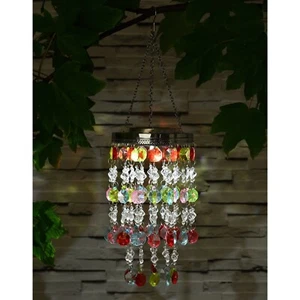Solar Powered Chandelier Light Shades Acrylic Crystal Droplet Pendant Lampshade - Picture 1 of 24