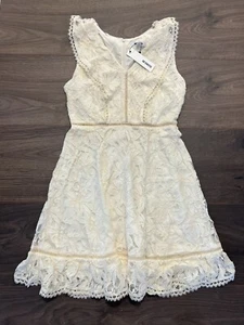 BB Dakota Revolve Rease Ruffle Lace Dress in Antique Ivory - Size 2 *NEW w/ Tag* - Picture 1 of 5