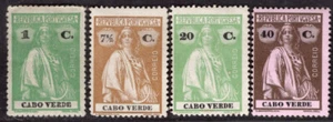CAPA VERDE PORTUGAL 1914 Sc. # 146, 151, 155 AND 157 MH PERF: 15x14 CERES - Imagen 1 de 2