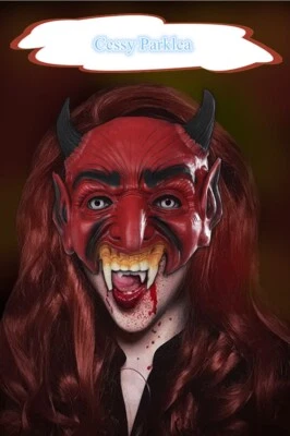 SN-A1-3 Unisex Women Men Evil Spirit Devil Lord Red Half Face Latex Mask - Image 1 of 4