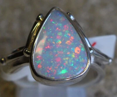 Multicolor Opal 3.1 Karat 950er Silberring Größe 18,1 mm / 57 mm Unikat - Bild 1 von 4