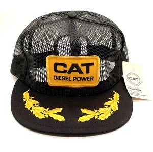 Vintage CAT Diesel Power Patch Snapback Hat Black Mesh Scrambled Eggs Louisville - Picture 1 of 7