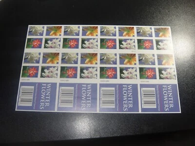 USA 2014 Sc#4862-65 Winter Flower FOREVER Imperf Sheet Booklet/80 Stamp MNH - Image 1 of 2