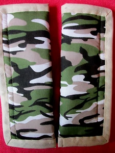 Lightly padded, Green Camouflage, Green camo, Car Seat Belt Cover Pads. X2..(bb)