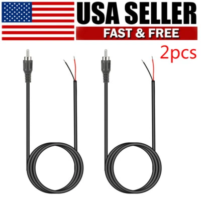10 ft RCA Male Plug to Bare Wire Audio Speaker Subwoofer HDTV Cable Cord 2Pcs - Image 1 of 4