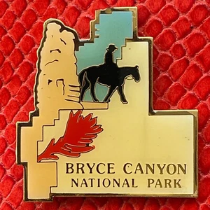 USA🇺🇸METAL FRIDGE MAGNET✅BRYCE CANYON NATIONAL PARK UTAH STATE WITH HORSEMAN🎗 - Picture 1 of 4