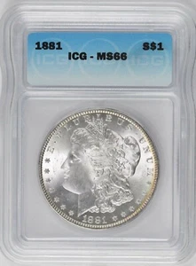 1881 Morgan Dollar -- ICG MS66 -- RARE - Bright White -- - Picture 1 of 4