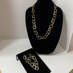 Premier Designs Necklace, Bracelet, Earrings. Matte Gold Color. - Picture 1 of 9