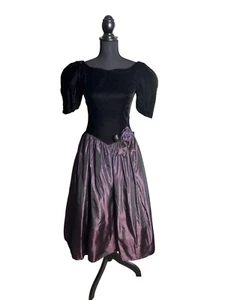 Vintage 80's Gunne Sax by Jessica McClintock Velvet Taffeta Prom Dress Size 5 - Picture 1 of 10