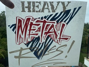 Heavy Metal Rules Rock ￼Band Vintage Heat Transfer Iron On Original - Picture 1 of 1