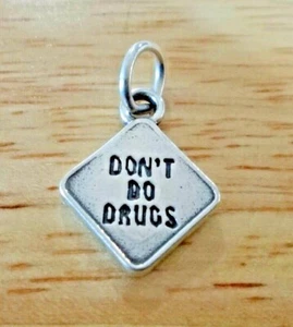 Sterling Silver 16x13mm Don't Do Drugs Sign (Just say No) Charm - Picture 1 of 3